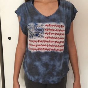 Red white and blue flag tie dye top